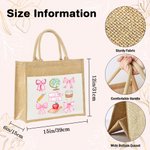 Personalized Coquette Bow Pencil Apple Globe Large Jute Tote Bag with Name and Canvas Pocket Back to School Appreciation Gift for Teacher