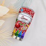 Personalised Colourful Composition Book Apple Crayon Design 30oz Insulated Tumbler with Name and Straw Back to School Appreciation Gift for Teacher