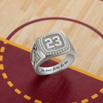 Bague de Basket-ball en Argent Sterling Personnalisée avec Nom Texte et Numéro Gravés Cadeau Anniversaire Fête des Pères pour Amoureux du Sport
