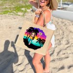 Personalized Cute Cartoon Birth Flower Bouquet Jute Tote Bag with Name Wedding Bride Party Gift for Women