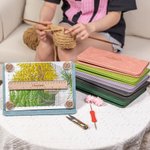 Personalised Folding Magnetic Knitted Chart Holder with 4 Circular Magnets and Magnetic Ruler Birthday Mother's Day Gift for Knitting Lovers