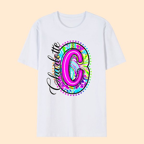 Personalized Colourful Bright Paisley Style Unisex T-Shirt Sweatshirt with Name Initial Back to School Appreciation Gift for Teacher