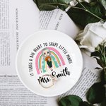 Personalised Big Heart Shape Little Minds Rainbow Cartoon Ceramic Ring Dish Jewellery Tray with Name Appreciation Back to School Gift for Teacher