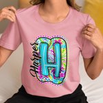 Personalised Colourful Bright Paisley Style Unisex T-Shirt Sweatshirt with Name Initial Back to School Appreciation Gift for Teacher