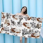 Personligt husdjursfoto med tassavtryck Snabbtorkande strandhandduk med namn Strandtillbehör Semestergåva för katt- och hundälskare