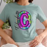 Personalised Colourful Bright Paisley Style Unisex T-Shirt Sweatshirt with Name Initial Back to School Appreciation Gift for Teacher