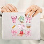 Henkilökohtainen Coquette Bow kynä Apple Globe Kannettava pellava Wristlet Makeup Bag nimi takaisin kouluun arvostus lahja opettajalle