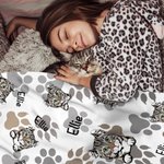 Personalised Cat Dog Pet Photo Paw Print Soft Pet Throw Blanket with Name Birthday Home Decoration Gift for Pet Lover