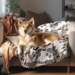 Personalised Cat Dog Pet Photo Paw Print Soft Pet Throw Blanket with Name Birthday Home Decoration Gift for Pet Lover