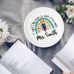 Personalised Big Heart Shape Little Minds Rainbow Cartoon Ceramic Ring Dish Jewellery Tray with Name Appreciation Back to School Gift for Teacher