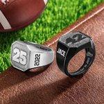 Bague de Chevalière Personnalisée avec Nom et Numéro d'Équipe Basket-ball Football Bijoux de Sport Cadeau d'Anniversaire pour les Passionnés de Sport