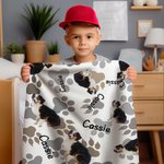 Personalised Cat Dog Pet Photo Paw Print Soft Pet Throw Blanket with Name Birthday Home Decoration Gift for Pet Lover