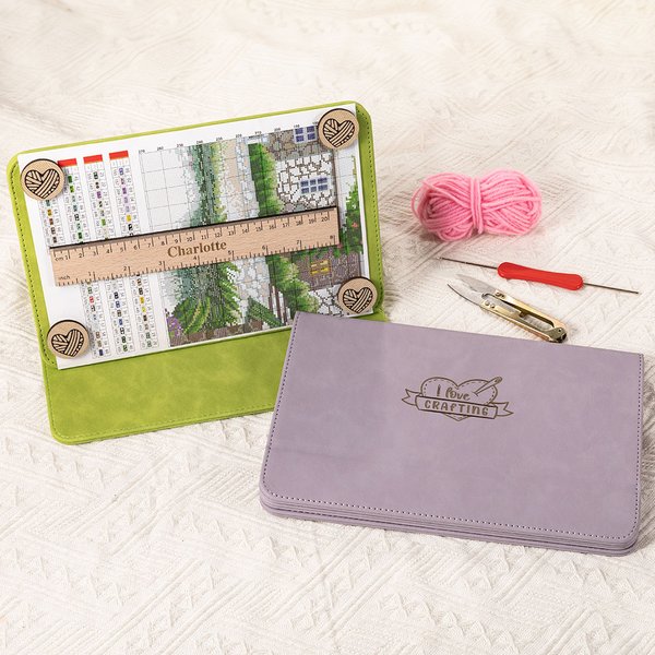 Personalised Folding Magnetic Knitted Chart Holder with 4 Circular Magnets and Magnetic Ruler Birthday Mother's Day Gift for Knitting Lovers