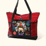 Personalisierte Teach Love Inspire Cartoon Crayon Apple große Tasche mit Reißverschluss mit Namen Wertschätzung zurück zu Schule Geschenk für Lehrer