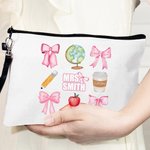 Henkilökohtainen Coquette Bow kynä Apple Globe Kannettava pellava Wristlet Makeup Bag nimi takaisin kouluun arvostus lahja opettajalle