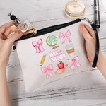 Henkilökohtainen Coquette Bow kynä Apple Globe Kannettava pellava Wristlet Makeup Bag nimi takaisin kouluun arvostus lahja opettajalle