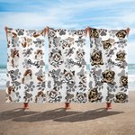Personligt husdjursfoto med tassavtryck Snabbtorkande strandhandduk med namn Strandtillbehör Semestergåva för katt- och hundälskare