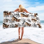 Personligt husdjursfoto med tassavtryck Snabbtorkande strandhandduk med namn Strandtillbehör Semestergåva för katt- och hundälskare