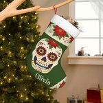 Calza di Natale personalizzata del Giorno dei Morti con teschio di zucchero e nome Regalo di Natale decorativo per bambini e famiglia