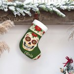 Calza di Natale personalizzata del Giorno dei Morti con teschio di zucchero e nome Regalo di Natale decorativo per bambini e famiglia