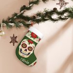 Calza di Natale personalizzata del Giorno dei Morti con teschio di zucchero e nome Regalo di Natale decorativo per bambini e famiglia