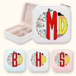 Personalised Doodle Monogram Leather Jewellery Case Portable Travel Essentials Teacher's Day Appreciation Gift for Teacher