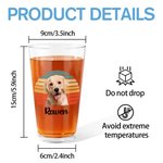 Personalized Retro Sunset Rainbow Star Floral Pet Photo 16oz Beer Glass with Name Christmas Birthday Gift for Men Women Pet Lovers