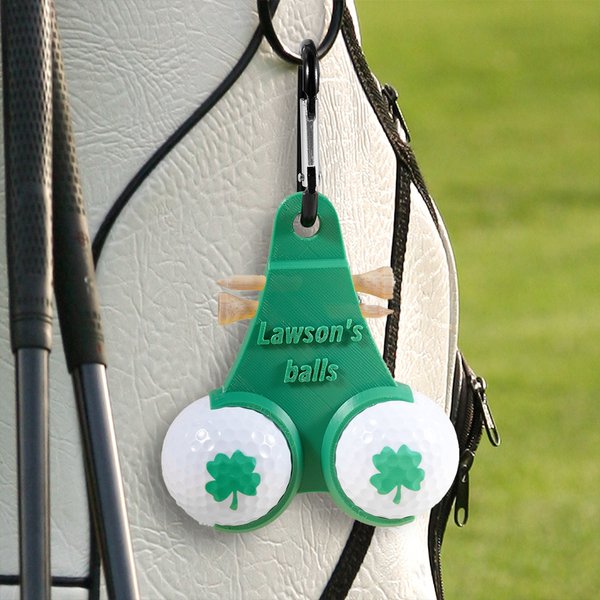 Personalised 3D Printed Funny Golf Ball Holder and Tee Holder with Clip and Text Golf Accessory Sports Gift for Golf Lover Men