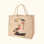 Sac en Toile de Jute Personnalisé avec Nom et Dessin du Personnage Thème Hello Summer Cadeau Mariage Fête Vacances pour Femme