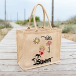 Sac en Toile de Jute Personnalisé avec Nom et Dessin du Personnage Thème Hello Summer Cadeau Mariage Fête Vacances pour Femme