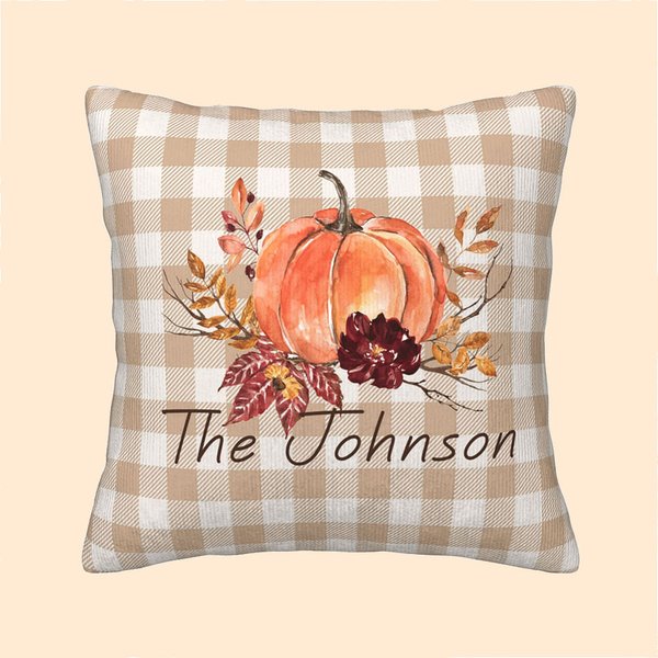 Gepersonaliseerde pompoen kussenhoes met naam verjaardag Home Decor Gift voor familie