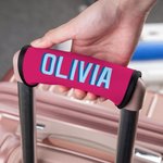 Personalized Multicolor Shadow Monogram Set of 2 Luggage Handle Wrap Identifier with Contact Card Travel Accessories Birthday Gift for Travel Lovers