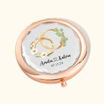 Personalized Birth Flower Birth Tree Compact Makeup Mirror with Name and Date Bridal Shower Bridesmaid Wedding Gift for Women