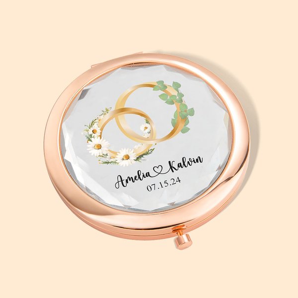 Personalized Birth Flower Birth Tree Compact Makeup Mirror with Name and Date Bridal Shower Bridesmaid Wedding Gift for Women