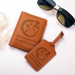 Set d'Étiquettes de Bagages en Cuir PU Personnalisé avec Nom et Carte du Monde Cadeau d'Anniversaire pour les Passionnés de Voyage