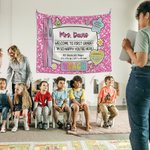 Personalized Multicolour Composition Book Design Classroom Tapestry with Text Wall Hanging Decor Back to School Appreciation Week Gift for Teacher