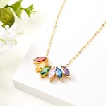 Colier de Famille Personnalisé 1-8 Pierres de Naissance en Forme de Feuille Style Marquise Cadeau d'Anniversaire pour Femme