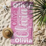 Serviette de Plage en Microfibre Personnalisée avec Nom Séchage Rapie Essentiel Voyage Lune de Miel à la Plage Cadeau pour Femme
