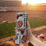 Henkilökohtainen Leopard Print Football Design 20oz Skinny Tumbler nimi numero olki ja harja Syntymäpäivä Match Day lahja jalkapallon rakastaja pelaaj