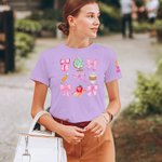 Personalised Coquette Bow Pencil Apple Globe T-shirt Sweatshirt with Name Multicolour Available Back to School Appreciation Gift for Teacher