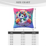 Housse de Coussin Personnalisée avec Nom et Bébé Licorne Style Arc-en-Ciel Papillons Fleurs Cadeau Anniversaire pour Enfant Amoureux de Licorne