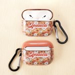 Personalized Boho Groovy Flowers Aesthetic Name AirPods Case with Keychain Birthday Gift for Girls