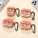 Personalized Boho Groovy Flowers Aesthetic Name AirPods Case with Keychain Birthday Gift for Girls