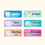 Badge pour Dentiste Personnalisé avec Texte et Motif de Dent Cadeau d'Anniversaire pour le Personnel Dentaire