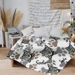Personalised Cute Dog Cat Paw Photo Soft Cozy Blanket with Name Birthday Gift for Pet Lovers