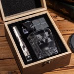 Personalizado Old Fashioned Rocks Whiskey Glass Set en caja de madera con monograma grabado Cumpleaños Regalo de boda para el marido Groommen