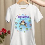 Personalized This Grandma Mom Belongs To 1-7 Cute Turtles 100% Cotton T-shirt Birthday Family Gift for Kid Mom