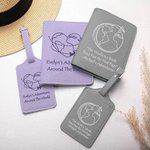 Set d'Étiquettes de Bagages en Cuir PU Personnalisé avec Nom et Carte du Monde Cadeau d'Anniversaire pour les Passionnés de Voyage