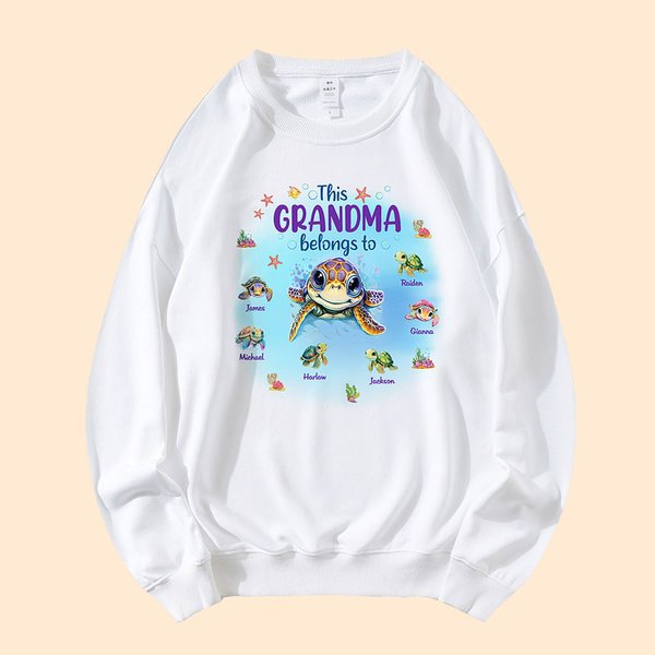 Personalizzato Questa nonna mamma appartiene a 1-7 Tartarughe Carino Felpa Compleanno Regalo di famiglia per bambino Mamma
