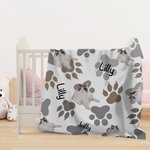 Personalised Cute Dog Cat Paw Photo Soft Cozy Blanket with Name Birthday Gift for Pet Lovers